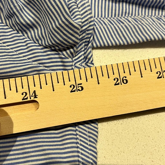 Gitman Bros Gold Men’s Large 16.5 Blue and White Striped Button Down - Picture 7 of 9